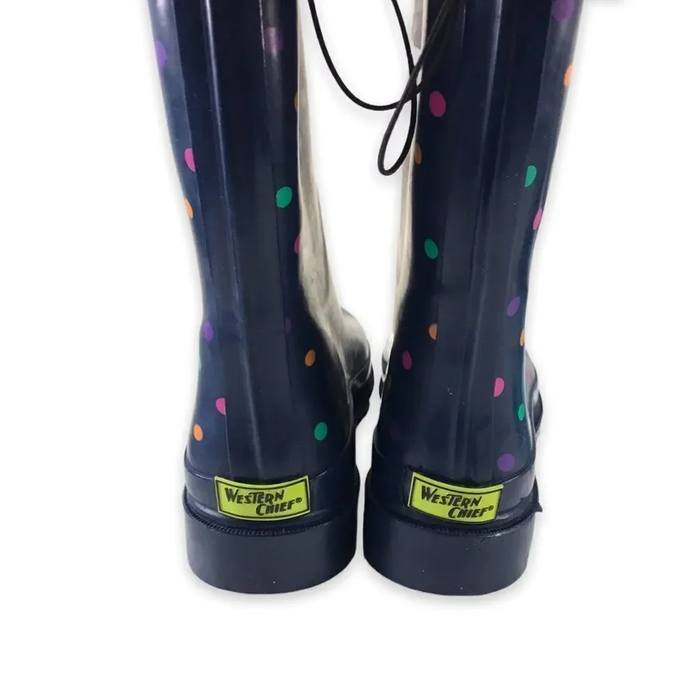 Western Chief Womens‎ Simple Dot Navy Rain boots